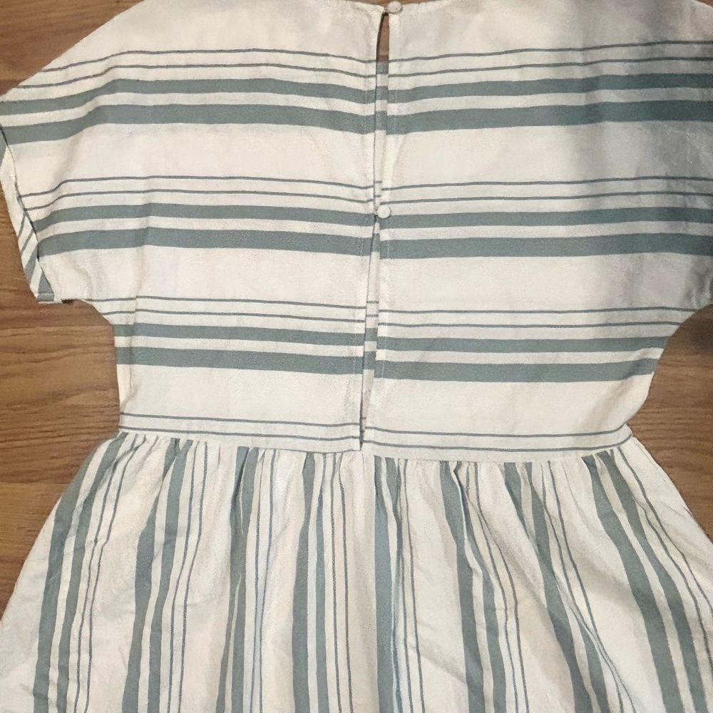TCEC Striped Mini Dress Small Women's Short Sleeve Green Summer Sundress - Picture 4 of 9